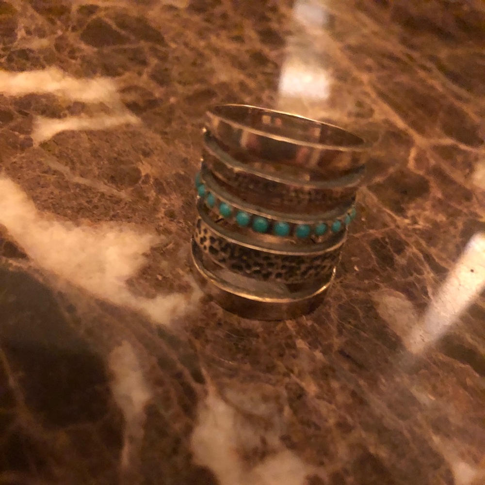 PAMELA LOVE Turquoise Cigar Band Ring- Size 7
